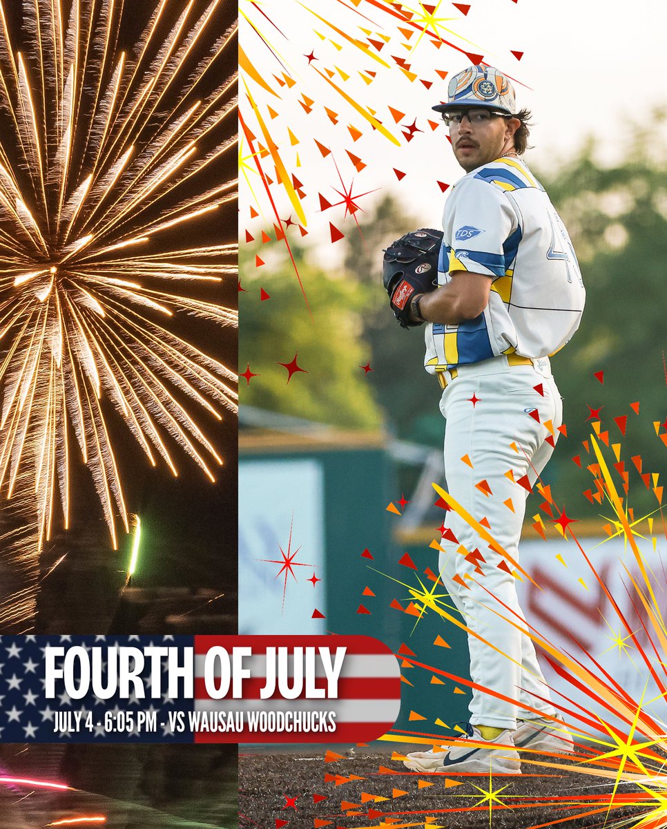 MadisonMallards's tweet photo. HAPPY BIRTHDAY AMERICA! it's a bad day to be chuck 🇺🇸🦅

📍 | Wausau, Wi
⏰ | 6:05 PM CT
🆚 | @ChucksBaseball 
📺 | https://t.co/fA3K8AbbsA https://t.co/HiYIrrMHsd