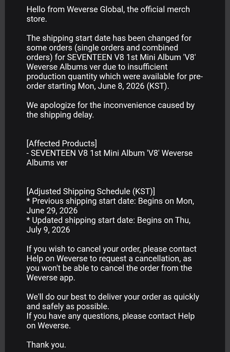 WorldwideCarats's tweet photo. Seriously. What's the point of having pre-orders if you can't even supply enough albums for a group that's known for it's massive album sales? For a huge corporation with loads of employees, someone should have anticipated this.

SEVENTEEN has re-signed their contracts for the second time, proving their commitment to stay together as a group. Yet once again, you've shown just how incompetent you are by being the first to underestimate both them their fandom... FOR THE NTH TIME. It's disappointing that despite years of record-breaking sales and overwhelming demand, you continue to fail in preparing over and over again.

SEVENTEEN and CARATs deserve better, @HYBEOFFICIALtwt @pledisnews.
----

CARATs, make sure to continue STREAMING V8's album‼️
Continue VOTING and win the polls for singasong‼️
DONATE for mass downloading and voting if you can‼️

Let's use this to fuel up and give us more motivation to give them a trophy!

#V8 #THE8 #디에잇 #VERNON #버논 #singasong @pledis_17
