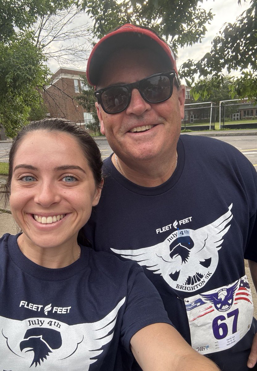 TomC_Sports's tweet photo. Great time at the Brighton July 4th 5K
with @Carroll6Meghan. Terrific job by @fleetfeetroc to sponsor the event. 
#HappyJuly4th https://t.co/t4RMIF2aAm