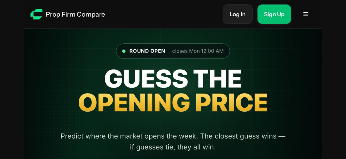 Propfirm's tweet photo. 🎁 Giveaway is live: Guess the Opening Price

Predict where NQ opens this week. Closest guess wins.
Free to enter. Closes Sunday 5 PM.

⚠️ To participate, you must lock your guess on our website!

Like + share, then lock your guess 👇 https://t.co/pQSH0dAscd