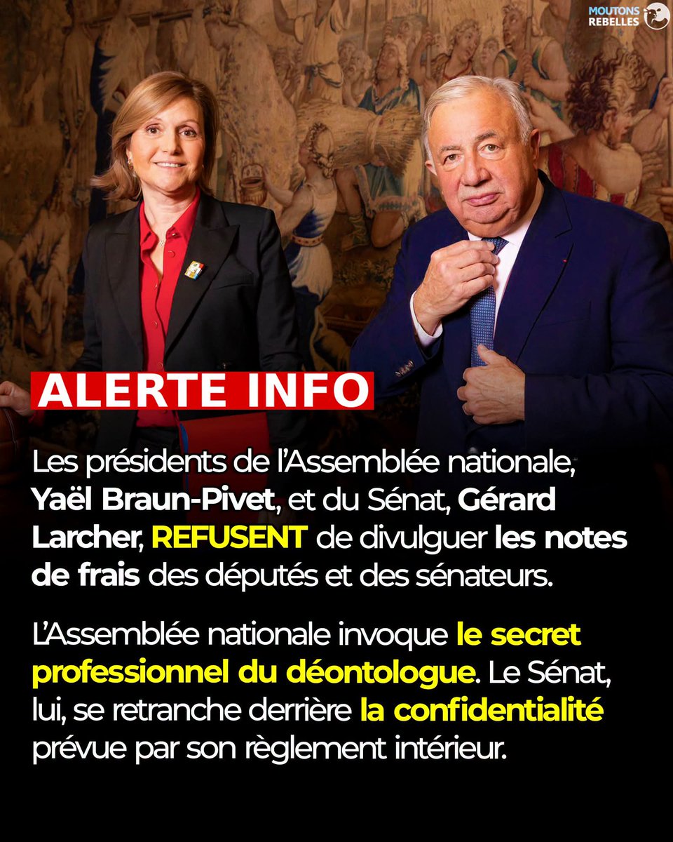 AdeaClaude's tweet photo. Pourquoi n'aurions nous pas un droit de regard sur vos dépenses ? C'est pourtant de l'argent public.
Dans ces cas là, ce que l'on gagne, nous devrions être en droit de ne pas le déclarer 😡😡
Ça pue le trafic et la malhonnêteté, incroyable ça... https://t.co/BA9bO7iTMF