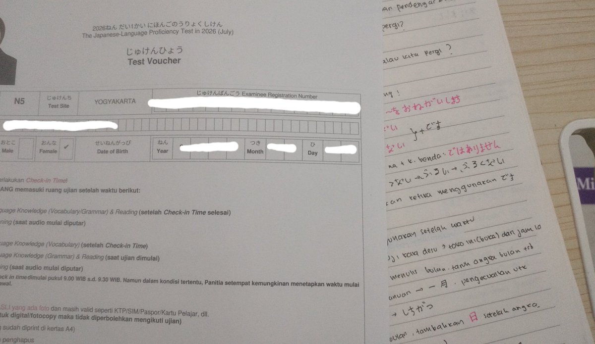 nisaresearch's tweet photo. H-1 to JLPT... who's testing in Jogja? Just need to know I'm not cooked alone 

#JLPT #JLPTN5 #JLPTTEST https://t.co/0iNRJdAQIM