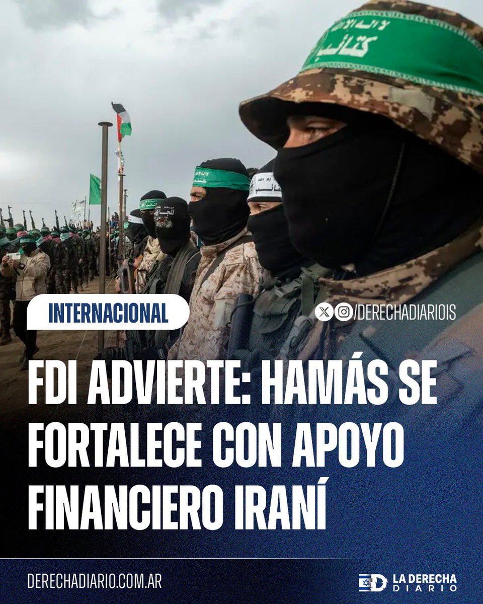 DerechaDiarioIS's tweet photo. 🚨🇮🇷🇵🇸 | FDI ADVIERTE: HAMÁS SE FORTALECE CON APOYO FINANCIERO IRANÍ: Informes de inteligencia revelan que el régimen de Teherán mantiene el financiamiento activo a la organización terrorista, permitiéndole rearmarse y reconstruir su infraestructura militar en la región. https://t.co/4CFtFbJw0t