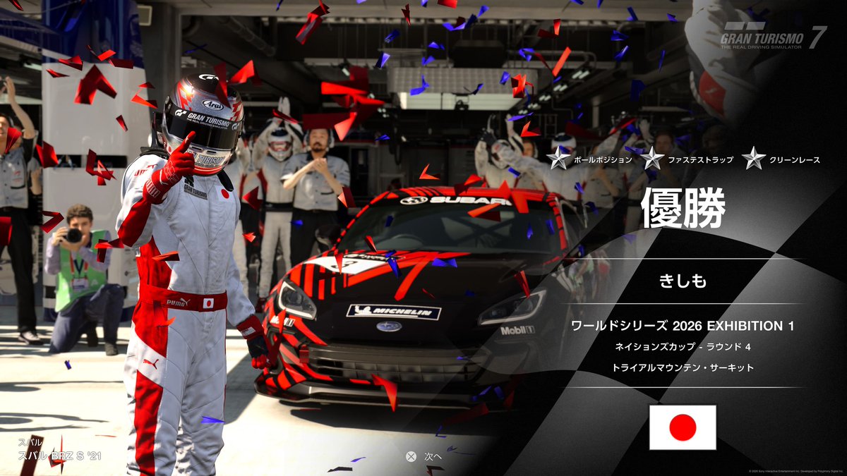 atsocarev's tweet photo. ネイションズカップ22時のレース！
ポールトゥウィンｷﾀ━━━━(ﾟ∀ﾟ)━━━━!!
うれしい！
#GT7 #GranTurismo7 #グランツーリスモ7 #T598 #Thrustmaster #PSVR2 https://t.co/yB96cAlFLe