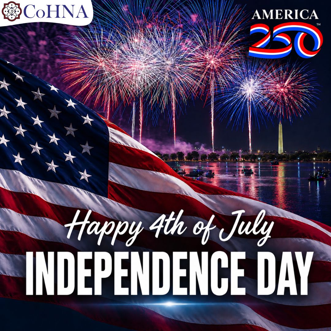 CoHNAOfficial's tweet photo. Happy Independence Day - America Turns 250! 

From 1776 to 2026,  the ideals of liberty, equality, justice, and pursuit of happiness have powered the American Dream - ideals reflected deeply within Hindu thought. We pray for the continued safety, growth and success of our country.🙏🏾

Wishing you and your family a very safe and happy 4th of July.

#4thofJuly #America250 #AmericanHistory #IndependenceDay #CoHNA