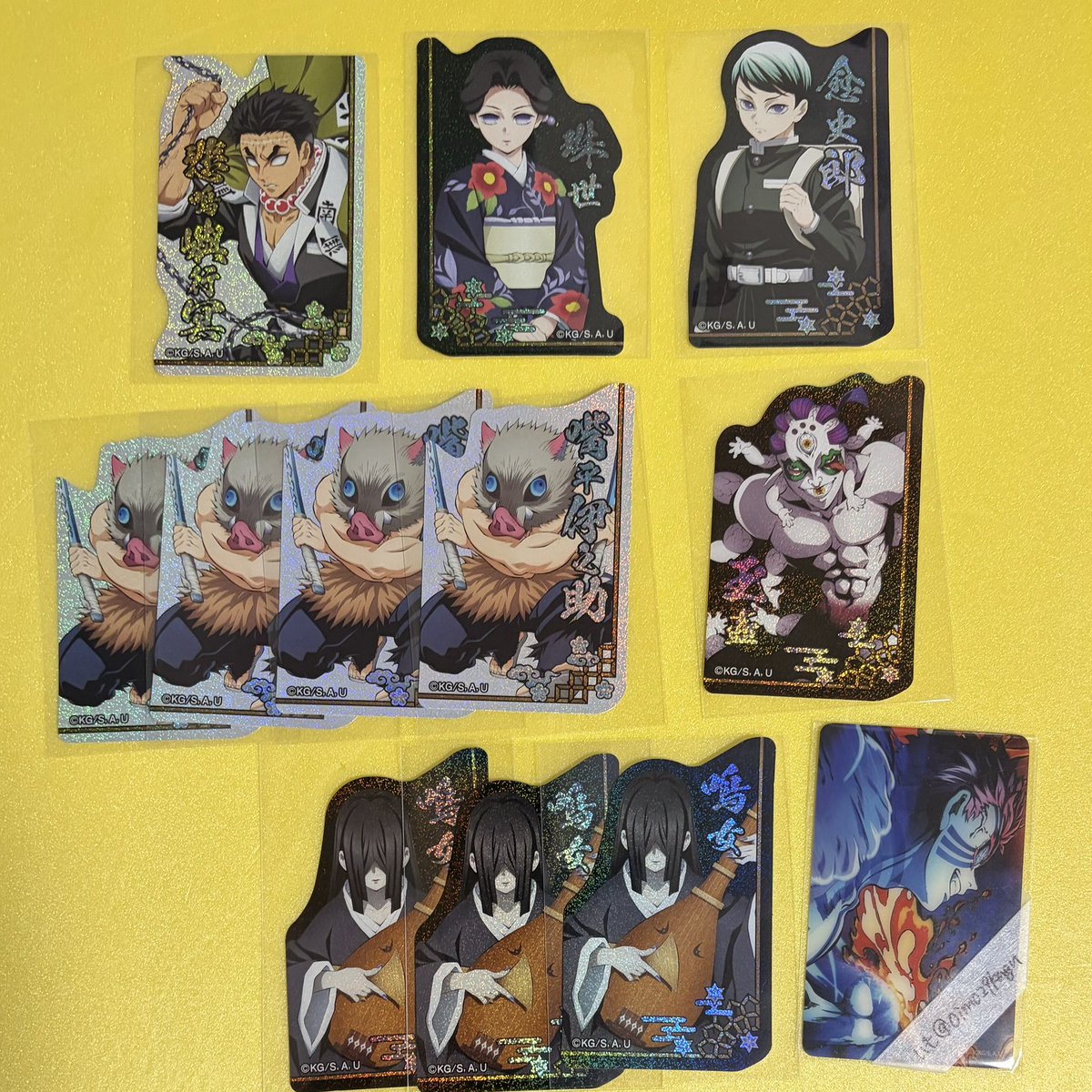 oimo29kngn's tweet photo. 【交換】鬼滅の刃 キャラカットステッカーガム
【譲】義勇、黒死牟、無一郎、獪岳、無惨、妓夫太郎、堕姫、伊黒、しのぶ、蜜璃、善逸、炭治郎、悲鳴嶼、愈史郎、珠世、伊之助、玉壺、鳴女
【求】猗窩座、玄弥（友人分）
玄弥は猗窩座含む場合に希望
1枚目上段は猗窩座との交換のみ
2枚目は複数提供可能 https://t.co/cYuycSg1MQ