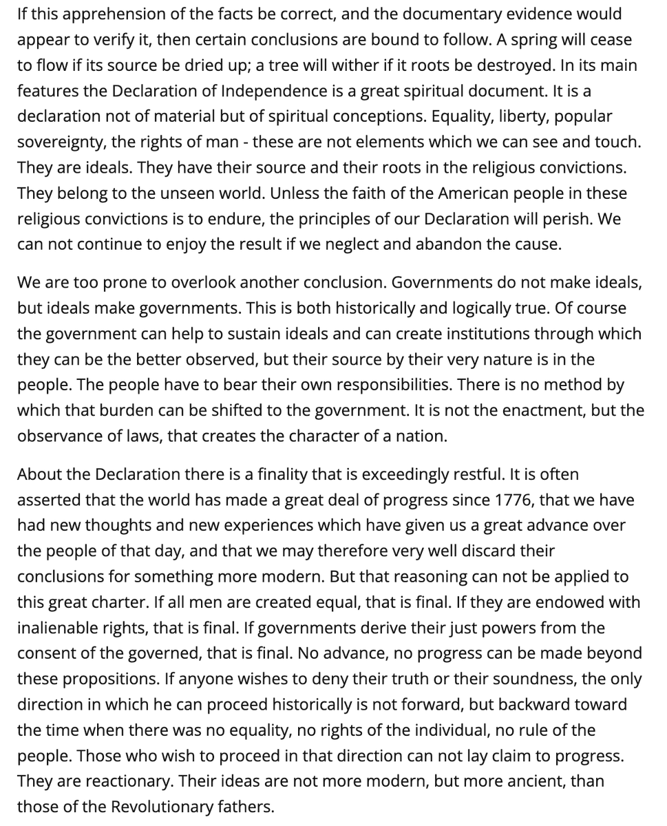 dmaestro78's tweet photo. @GovLarryRhoden delivered a quote from a speech by Calvin Coolidge in 1926. In essence, the guiding principles in The Declaration of Independence and our Nation derive from the faith, confirmed and delivered by our forebears, in an eternal God; and these are not subject to revision.