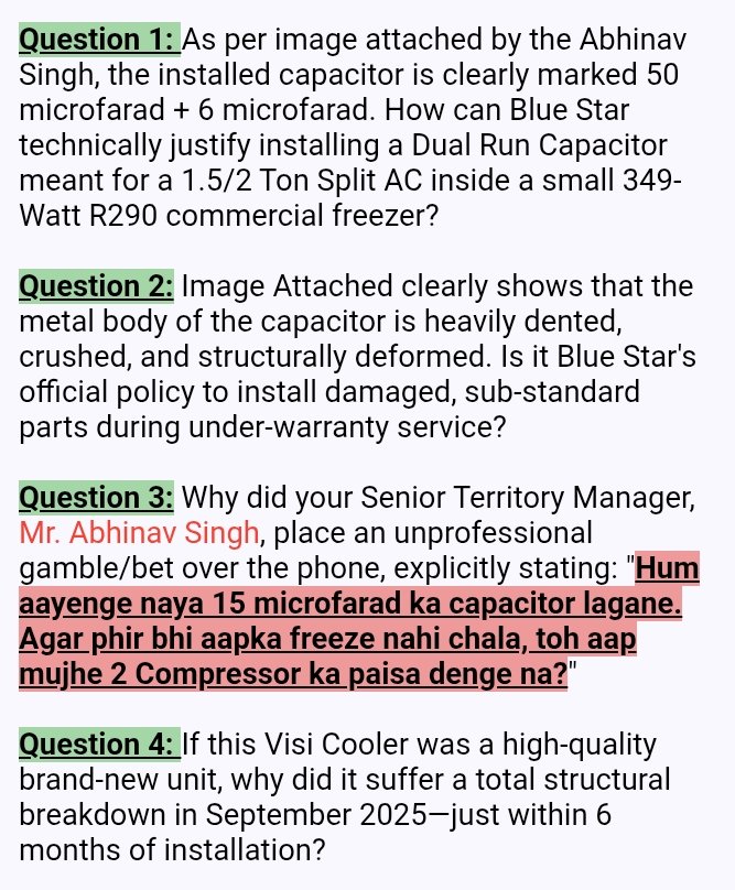 gmbhandar's tweet photo. "Dear Blue Star, closing a ticket in your system doesn't close the case in reality. Jab tak mere technical sawalon ka jawab nahi milta, tab tak yeh matter zinda rahega aur public ke samne aapki engineering expose hoti rahegi!" 📢 @BlueStarLtd @BlueStarCare @bthiagarajan https://t.co/1Jrk0VOx1O