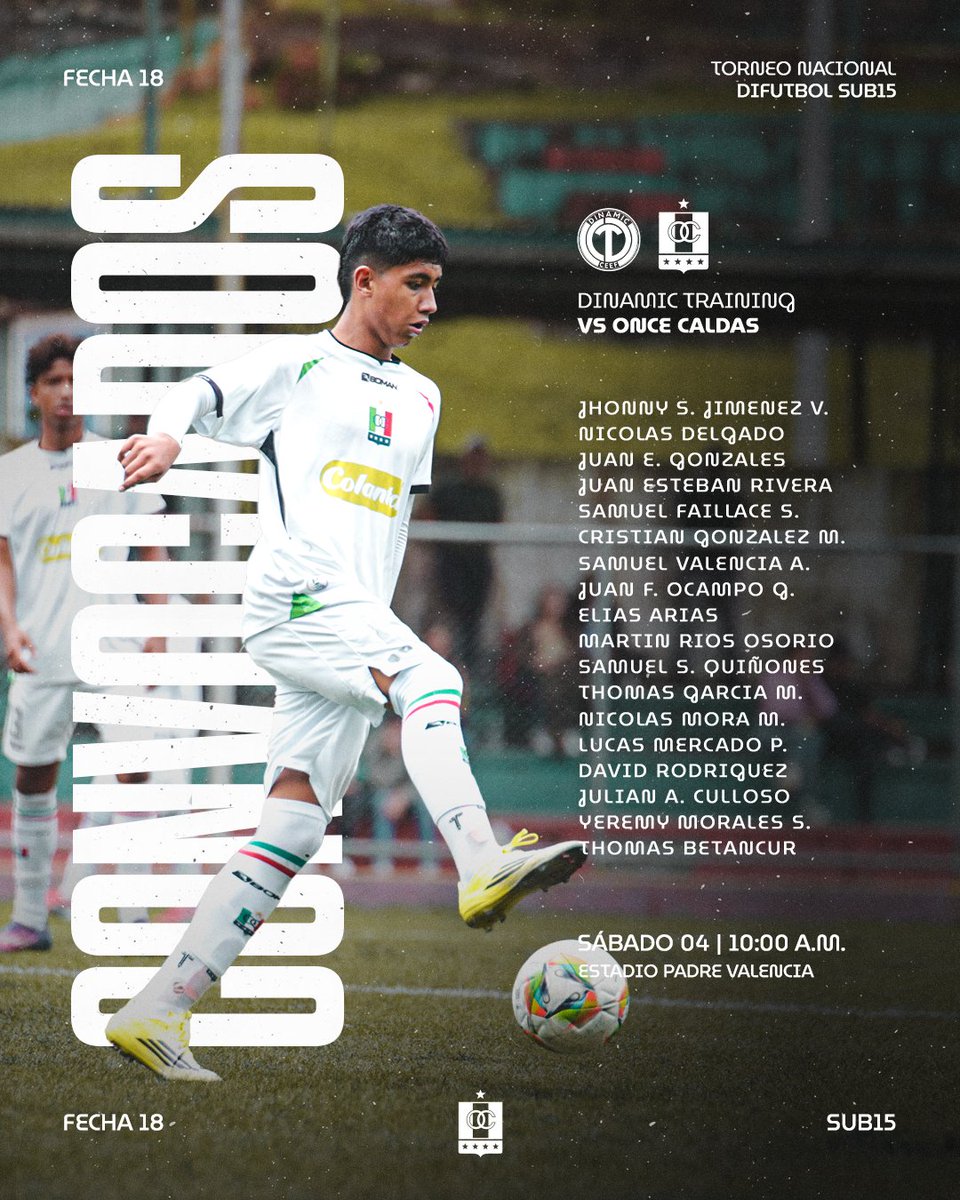 oncecaldas's tweet photo. Convocados Sub-15 de hoy 💪🏻😎

#OnceCaldasSub15 https://t.co/0vMLLr9dmf