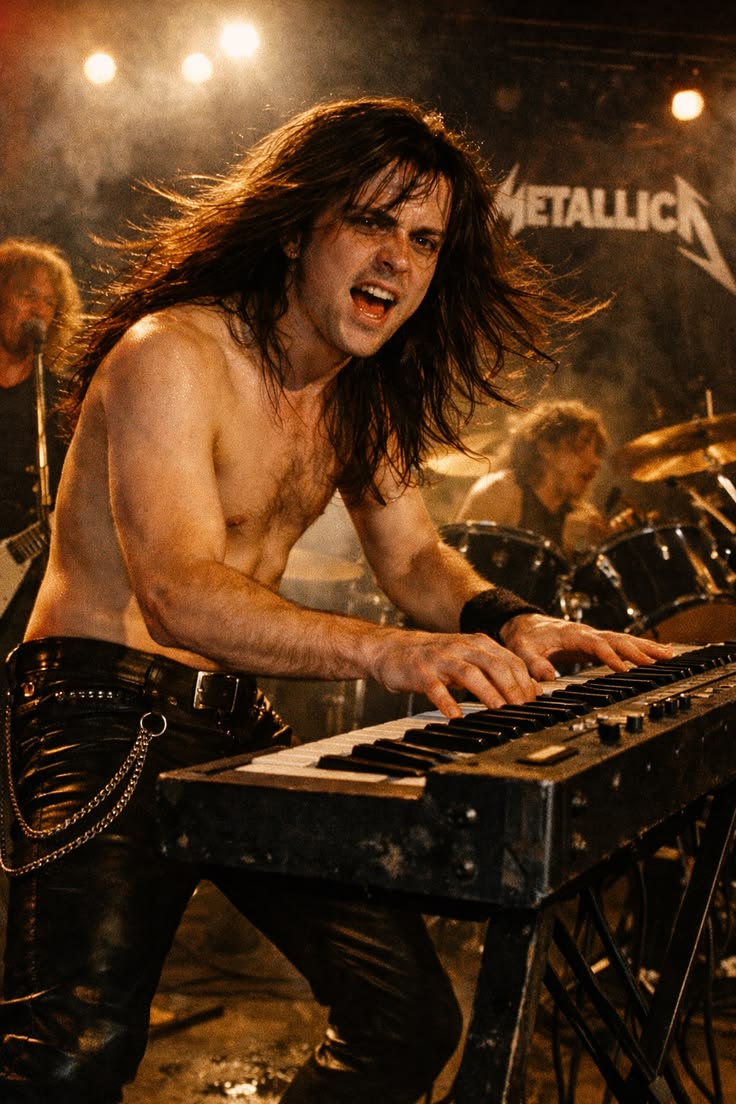 Runforyrlives's tweet photo. Why on earth is Lars playing the keyboard here? https://t.co/uJNp8fE96y