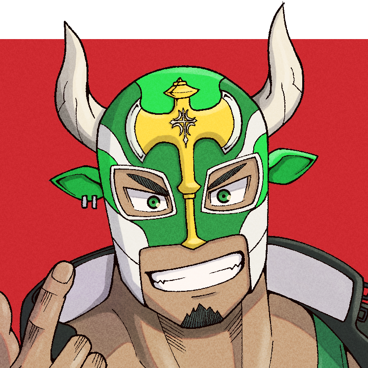 messiah_neko's tweet photo. 野郎フェスオンライン企画ということで、先日投稿したタウラスマスク・ダイスケのイラストをポストカードとして印刷できるようにネットプリントに登録してあります〜
以下のQRコードをダウンロード、または番号「XEJJ4LYH79」をメモして、ファミマかローソンの機械でプリントしてみてください！ https://t.co/P0hNxzhtKN