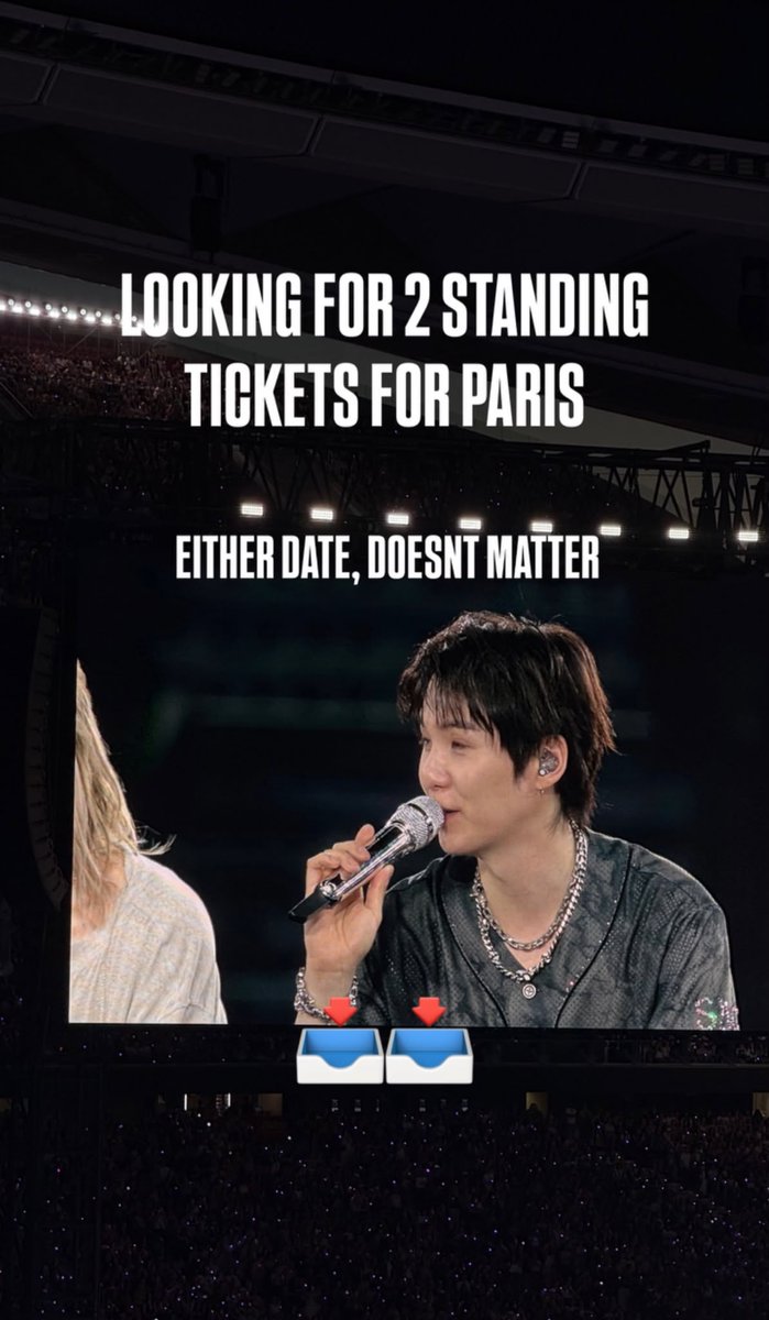 luvmiamx's tweet photo. LOOKING FOR 2 STANDING TICKETS FOR PAARIS TO SEE BTS, DOESN'T MATTER THE DATE!!!! 

DM!! AND IF UR A BOT OR SCAM DONT EVEN BOTHER 'CAUSE I WILL REPORT U #BTS_ARİRANG #BTSPARIS #PARIS https://t.co/AYOl73JoSu