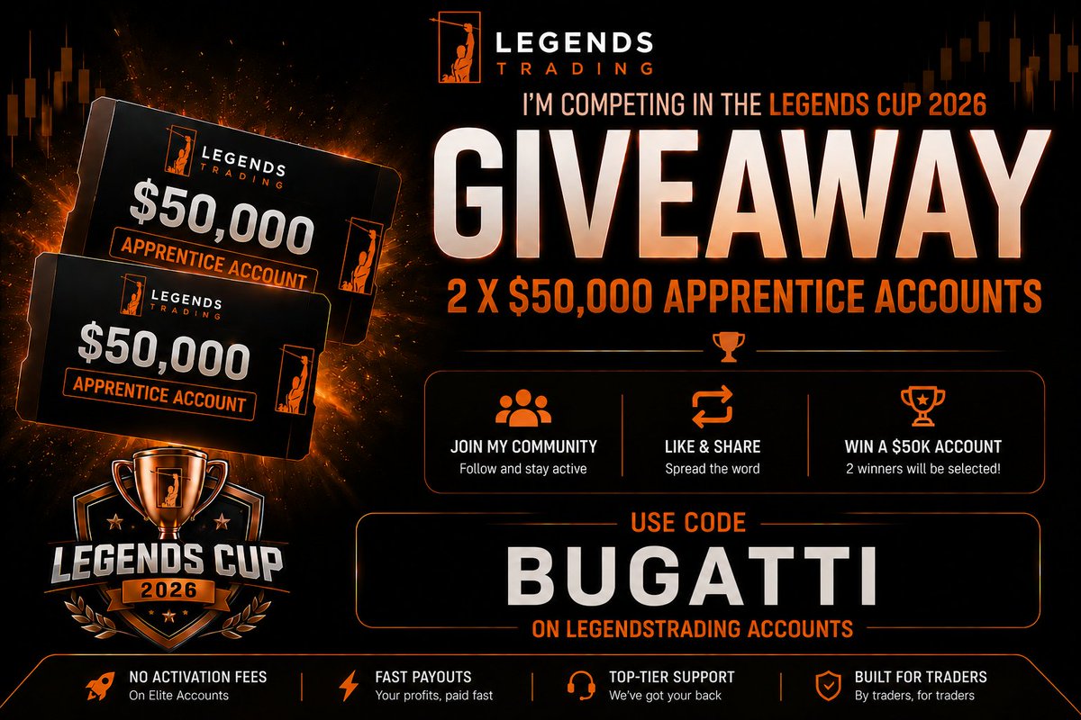 UncleBugatti's tweet photo. I will be joining Legends  Cup 2026 @LegendsTradingG 
Will also be giving out 2x50K Apprentice to my followers
We gonna kick ChrisFx booty

Rules:
Just like & Retweet "Team Bugatti"
Winner will be pick July 6 or 7th

🏆Tournament Schedule
Round of 32: July 6–7
Round of 16: July 8–9
Quarterfinals: July 10 & 13
Semifinals: July 14–15
Championship Final: July 16–17