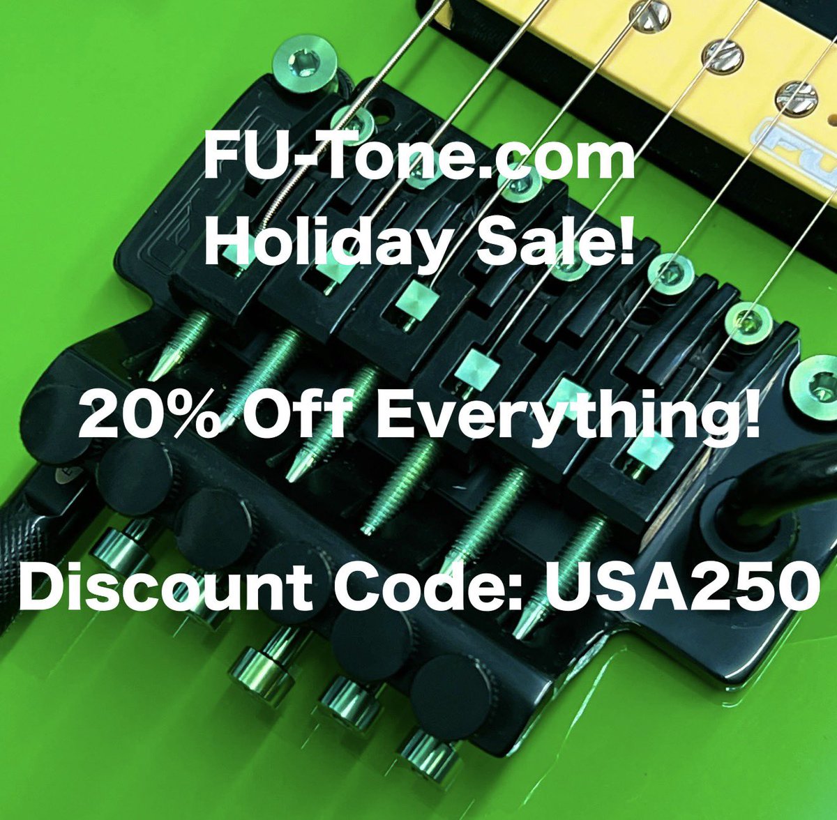 FU_Tone's tweet photo. Don’t miss the https://t.co/34FeWpV7Jk Holiday Sale! 20% Off Everything! Go get that guitar! Use code: USA250 #futone #discountcodes #guitar #holidaysales https://t.co/WvaVtBKuU0