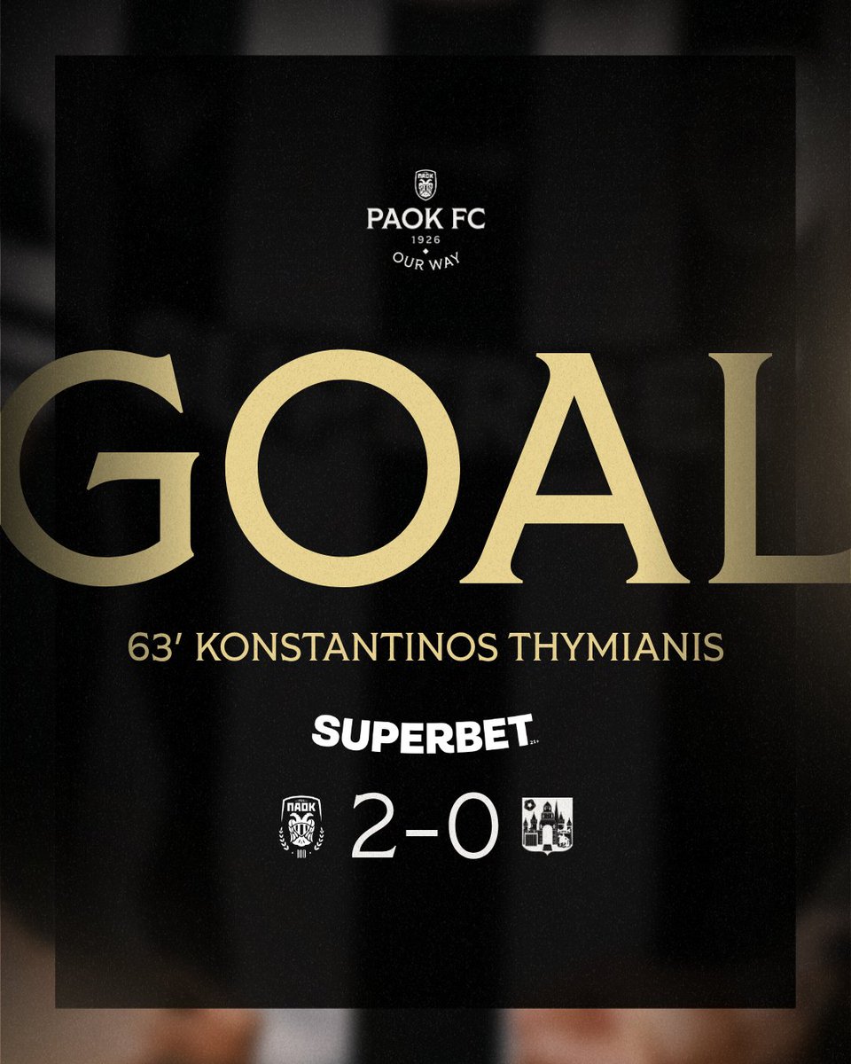 PAOK_FC's tweet photo. Γκολ για τον Δικέφαλο!   

Ο Θυμιάνης με ένα τρομερό σουτ γράφει το 2-0 για τον Δικέφαλο. 

#PAOKWES #Preseason #FriendlyGame #NewEra @SuperbetGR https://t.co/6mKvmVq2Ys