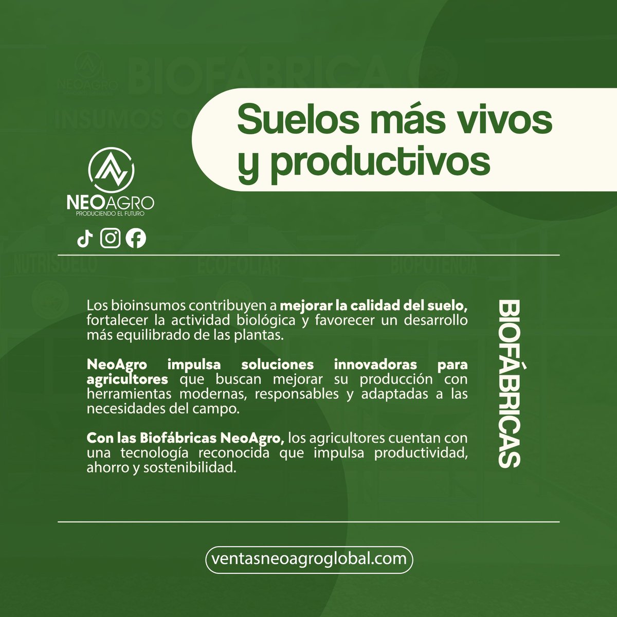 neoagroglobal's tweet photo. Las Biofábricas representan una nueva forma de producir en el campo: Esta tecnología permite a los agricultores contar con bioinsumos orgánicos al granel, fortaleciendo la productividad y promoviendo una agricultura más responsable.
#NeoAgro #Biofábricas #AgriculturaOrgánica https://t.co/l57vZh5RWy
