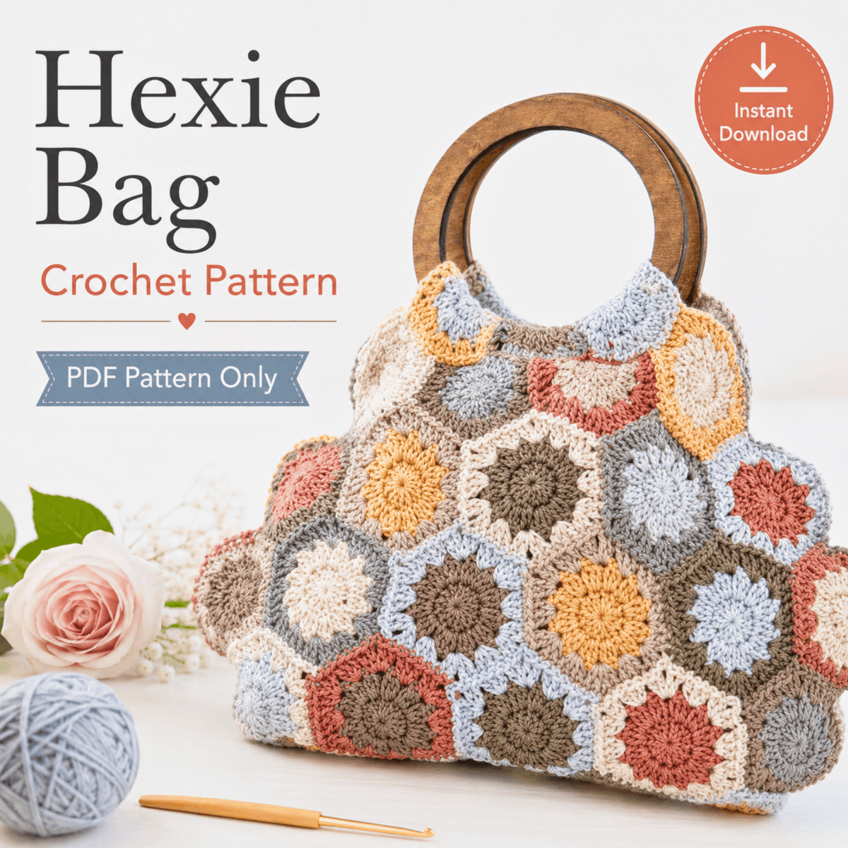 Crochet_DIY_24's tweet photo. The Boho Hexie Summer Bag Crochet Pattern PDF is now available in my Etsy shop. This digital pattern helps you create a charming granny hexie motif handbag with soft pastel colors, textured sunburst-style motifs, and a relaxed boho look.

https://t.co/RPR1NlyOW5 https://t.co/OXUUR4FRCp