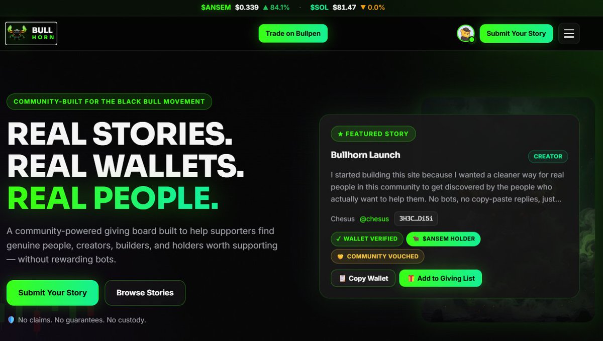 chesus's tweet photo. Update: 
• X share cards upgraded
• Instant link to @BullpenFi 
• stories now go live instantly 
• No waiting or bottleneck

Real X verification, real Solana wallet checks, a built in filter to keep it clean. All shipped since that post.

Still one person building this in public, in real time.

Does Bullpen have API access besides the trading @blknoiz06?  

Tell your story! https://t.co/xu7qRiAqVn