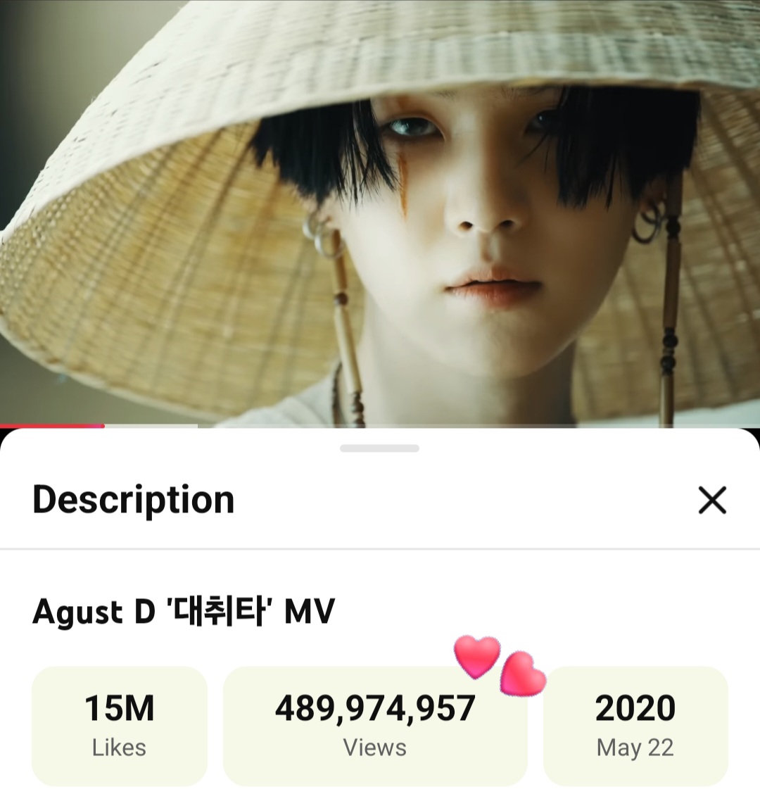 DataAgustD's tweet photo. 🚨 "Daechwita" MV is only 25K views away from hitting 490 MILLION on YouTube! 🔥

We're getting closer to 500M — keep pushing! Tag your moots and drop your screenshots. 💪

STREAM FOR YOONGI 
#DaechwitaTo500M 
#SUGA #AgustD #방탄소년단슈가 #슈가 https://t.co/eF0Pk4a9gE