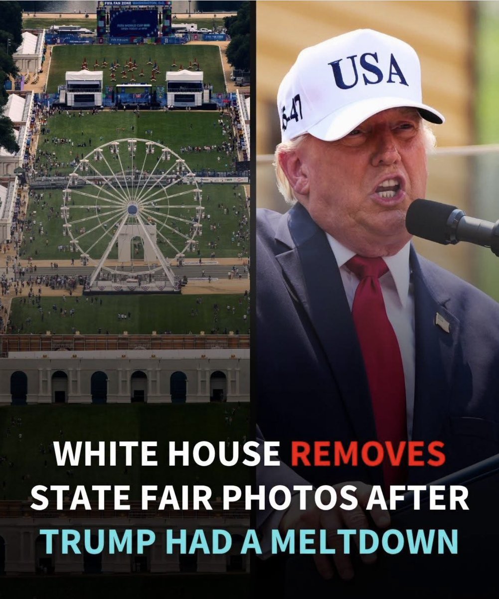 AnnieForTruth's tweet photo. Toddler Trump had a major meltdown and became “enraged” after seeing aerial photographs of the sparse crowd at the opening of his Great American State Fair on June 24, prompting the White House to scrap all the images from all their social media accounts! 🤣😂🤣 https://t.co/PuTjIjZhup