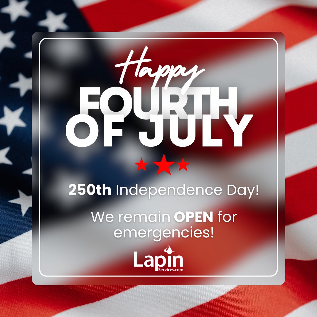 LapinServices's tweet photo. Happy Fourth of July from Lapin Services! 🇺🇸

As we celebrate Independence Day and America's 250th birthday, we're proud to serve Central Florida. If you need us this holiday, we're here to help.

📞 321-233-3361

#America250 #LapinServices https://t.co/us3knB3mMo