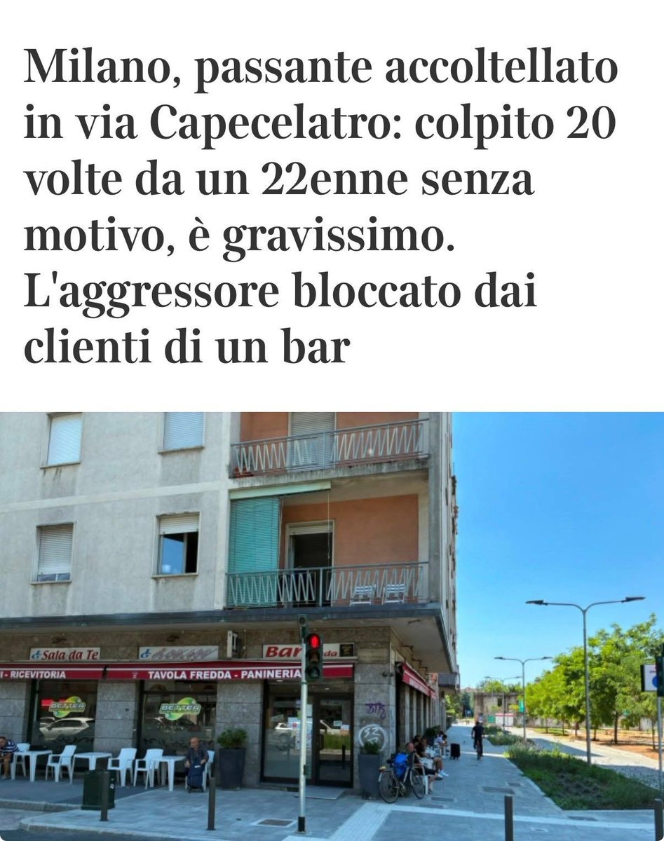 ProItalia_org's tweet photo. Nella Milano multiculturale un 22enne "di origini gambiane" ha rifilato 20 coltellate a un passante senza alcuna apparente motivazione.

Attendiamo con impazienza i commenti che ci spiegheranno quali fattori socioeconomici hanno provocato il "gesto" del pagatore di pensioni. https://t.co/H7rTxzP6Cw