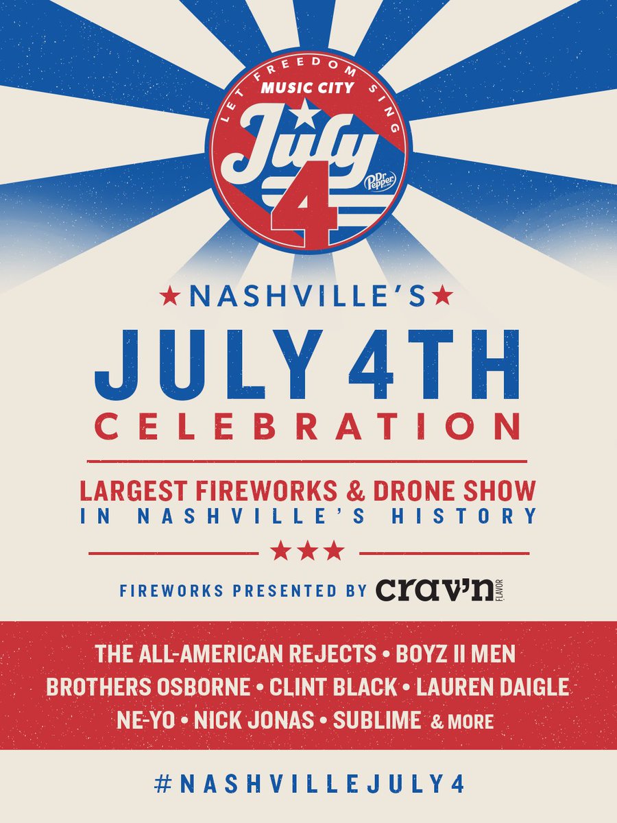 visitmusiccity's tweet photo. Can't make it to #NashvilleJuly4 to celebrate with us in person? No problem! 🎟️ ✨ Follow along for the behind the scenes of the sights, sounds, and celebration, and tune in live to Disney Celebrates America: Nashville’s Star-Spangled Bash on #ABCNetwork, #DisneyPlus, #espn App, #FreeformTV, #FXNetworks, #hulu, and #NatGeo!