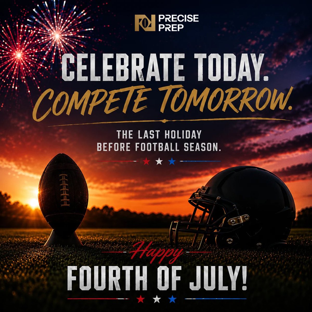 PrecisePrep25's tweet photo. Celebrate today. Prepare for tomorrow.

The countdown to football season is on.

✔️ Get your footballs broken in.
✔️ Get them game-ready.
✔️ Get your order on the schedule before camp begins.

📩 Message Precise Prep today. https://t.co/XPt5XWjEm7
