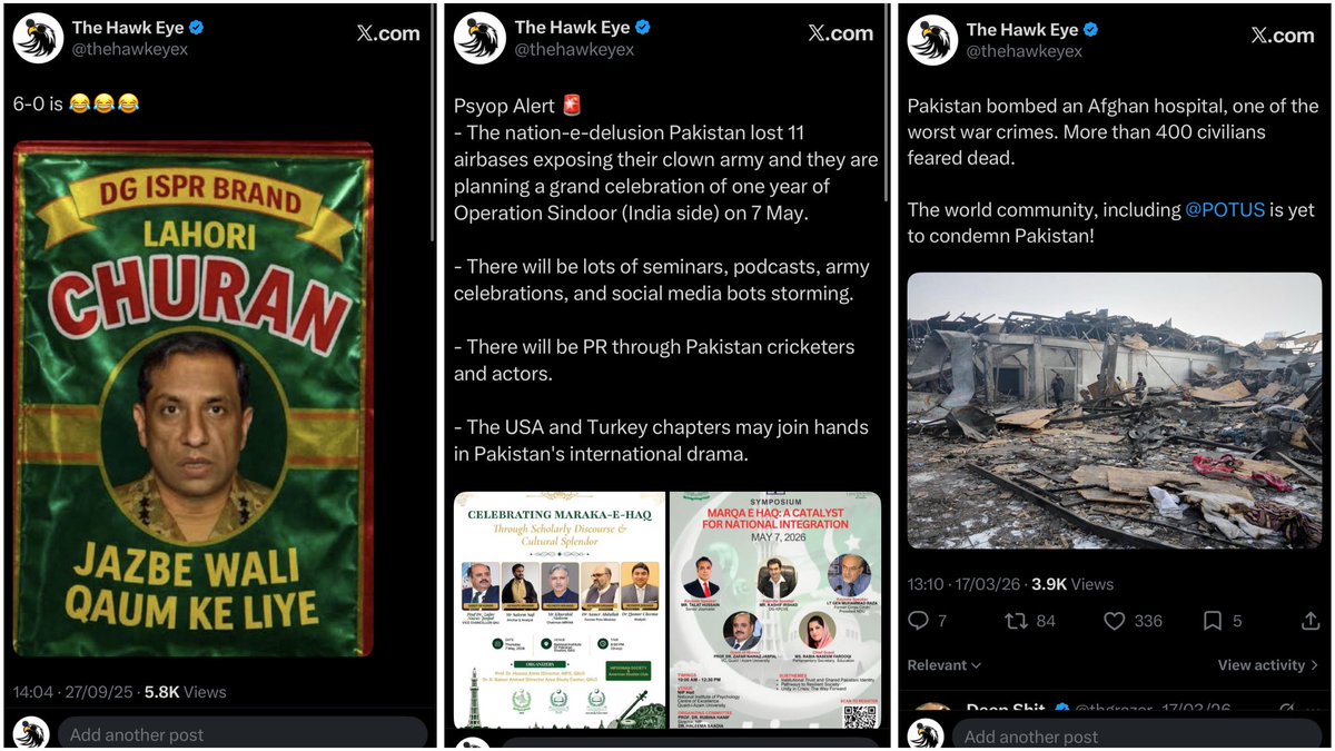 thehawkeyex's tweet photo. The Pakistan Ministry has sent me a notification to remove these posts, citing that they violate their laws.

@GovtofPakistan ,
First, do you have laws in a lawless land?
Second, I have posted videos of your 11 airbases fuming. Why aren't you offended by them?😂😂 https://t.co/0ibPwrz8Ri