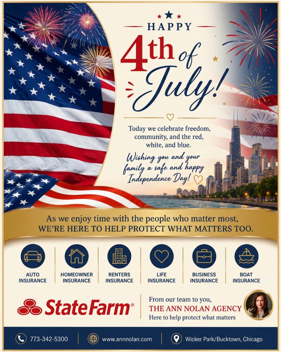 AnnRNolan's tweet photo. Fireworks, family time, and backyard fun—it’s what the 4th is all about. And while you’re enjoying the holiday, know that our team is here to help protect the people and things you care about most. https://t.co/OPFAf7AHtX