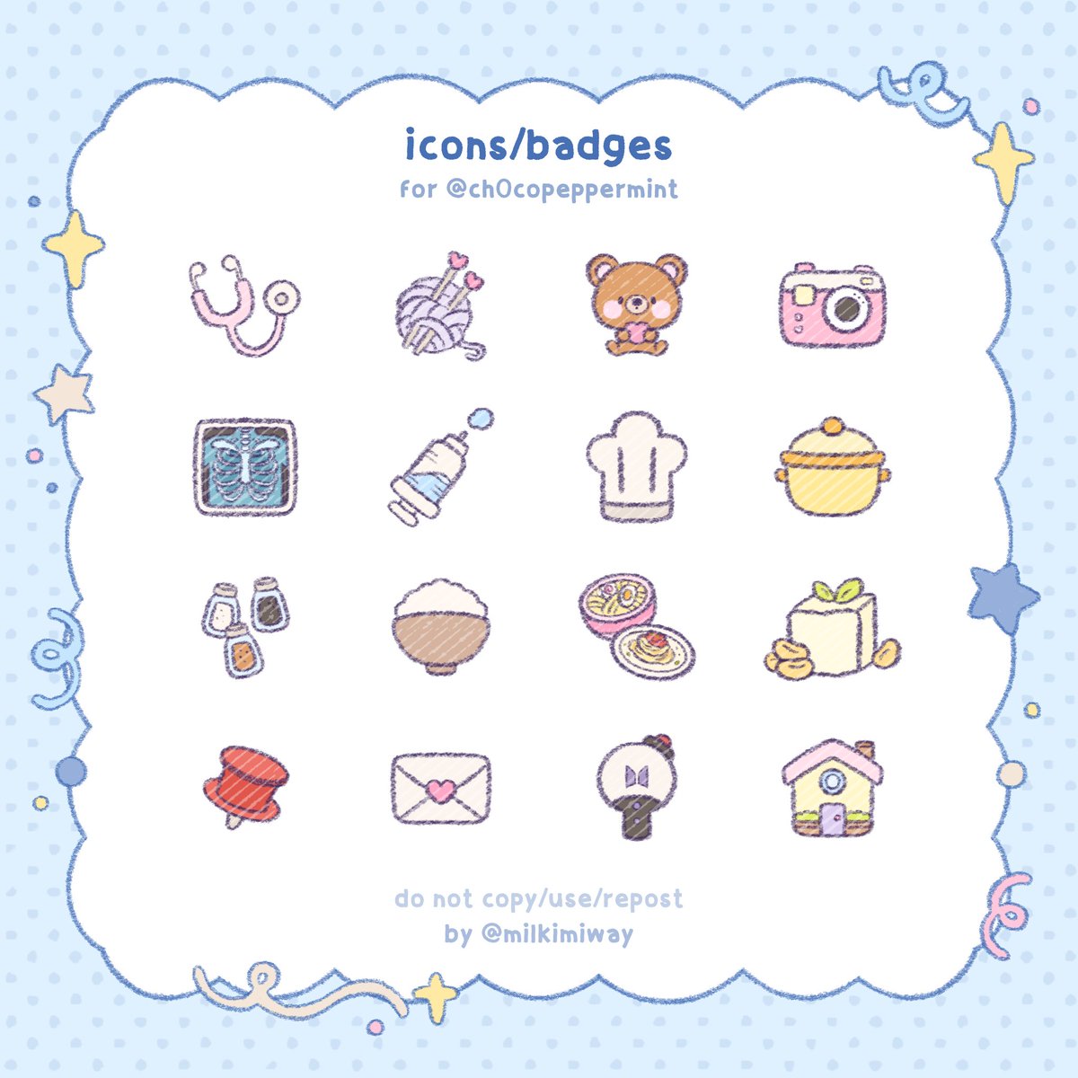 milkimiway's tweet photo. ꒰ 🍚🩺 ꒱ cute little icons for ms. tinnie~ ♡ #VGenOpen https://t.co/jC766TodZy