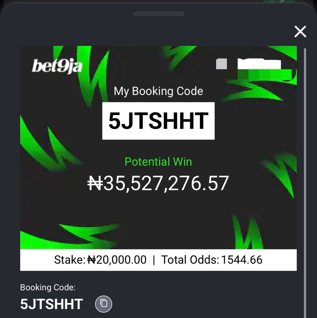 officialmoore7's tweet photo. 5JTRVS2 -7 

5JTSG2C - 7

5JTT7GV - 7 

#Bet9jaCode 
#Bet9jaCode 
#Bet9jaCode https://t.co/Yy9CGGqimJ