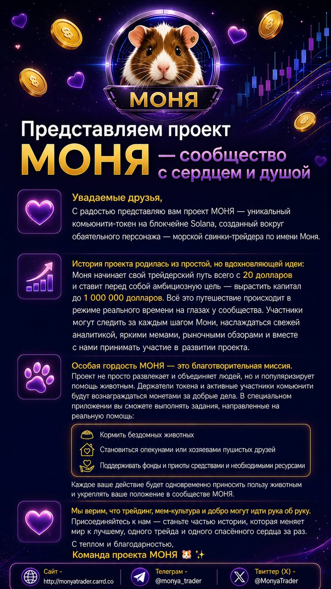 MonyaTrader's tweet photo. About project 
#trading #memes #crypto #animals #help https://t.co/cHYZaedYUw