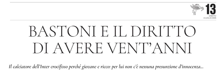 Fabio_Wallys's tweet photo. Secondo Annalisa Terranova @AnnalisaT62 giornalista
"Bastoni ha il diritto di avere 20 anni".
"Il calciatore dell'Inter crocefisso perche' giovane e ricco".
Strano. Pensavo che l'accusa di prostituzione minorile fosse un reato importante non "minore", proprio per proteggere le giovani donne.
Evidentemente, ci sono diritti di Serie A (i calciatori ricchi) e serie B (le minori).
Ho sincera vergogna per certe opinioni.