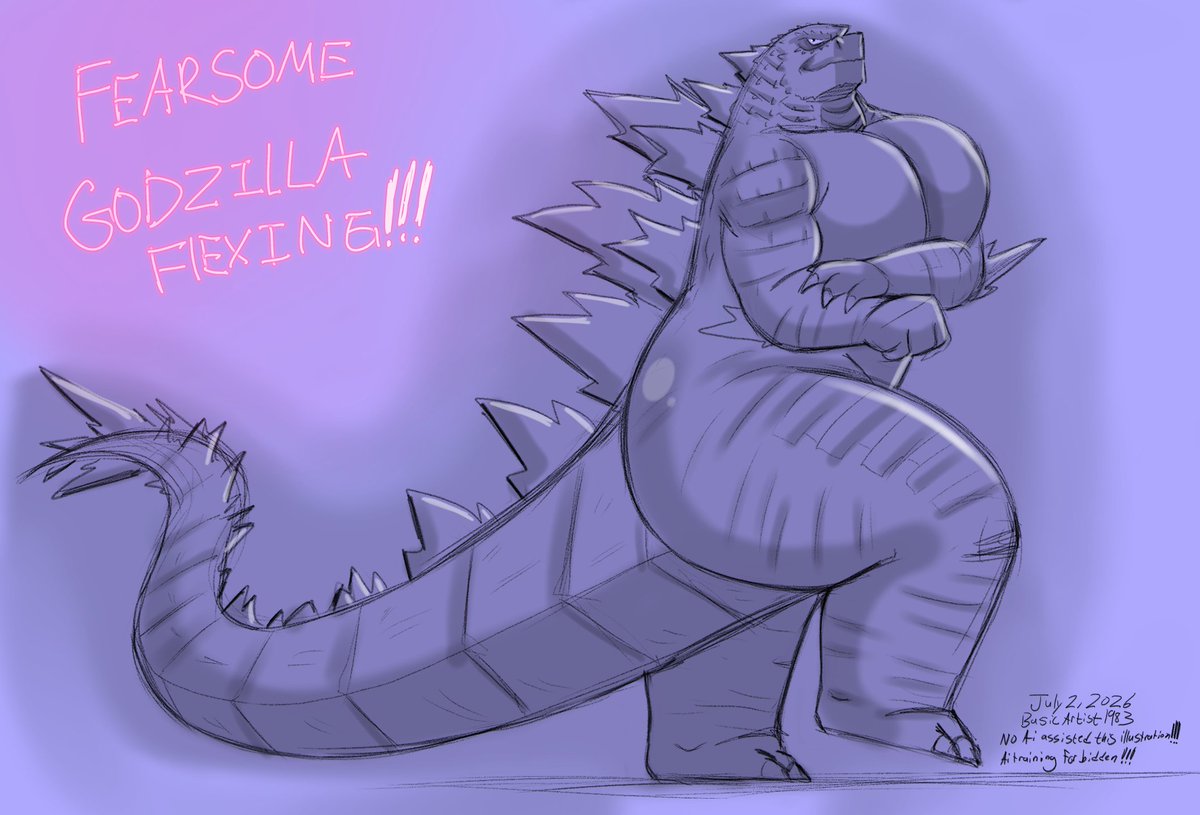 BasicArtist1983's tweet photo. Godzilla flexing his muscles! https://t.co/WRFAlf1YVm