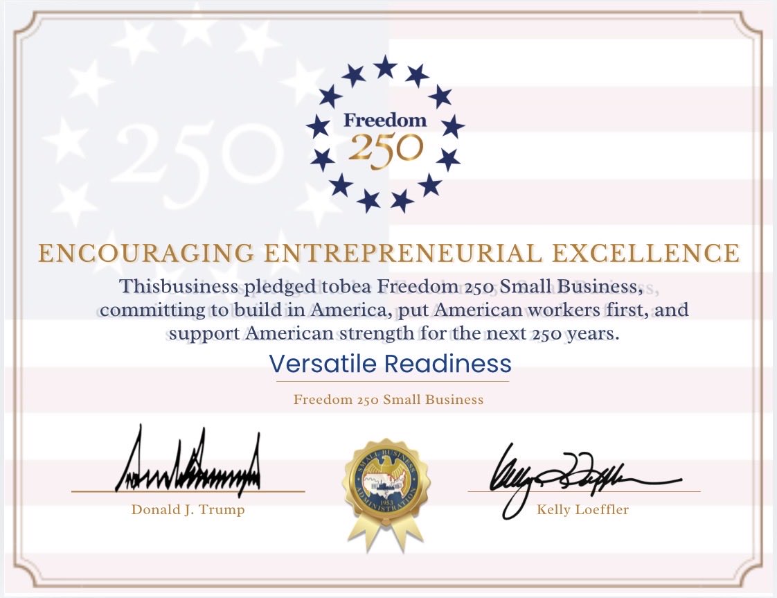 mirandafunds's tweet photo. 🇺🇸 Feliz 4 de julio y Freedom 250!
Acabamos de recibir nuestro Freedom 250 Certificate de la SBA por unirnos al Small Business Pledge.
En Versatile Readiness somos un pequeño negocio apoyando a otros pequeños negocios. Porque Main Street sigue construyendo América.
Orgullosos de https://t.co/R0e3Qtx9By