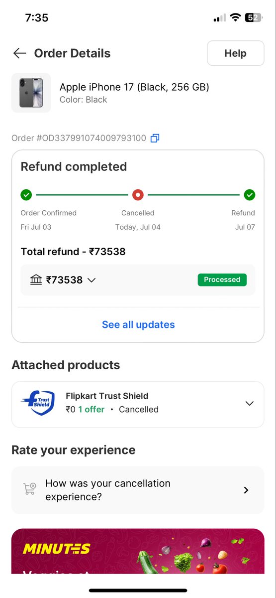 KanavMalik84300's tweet photo. Dear @Flipkart,

You cancelled my iPhone 17 order without any explanation after confirming it. What’s the point of paying for a Flipkart Black membership if orders can be cancelled so casually?@flipkartsupport 

#Flipkart #CustomerExperience #iPhone17 https://t.co/aBtjIMEkB6