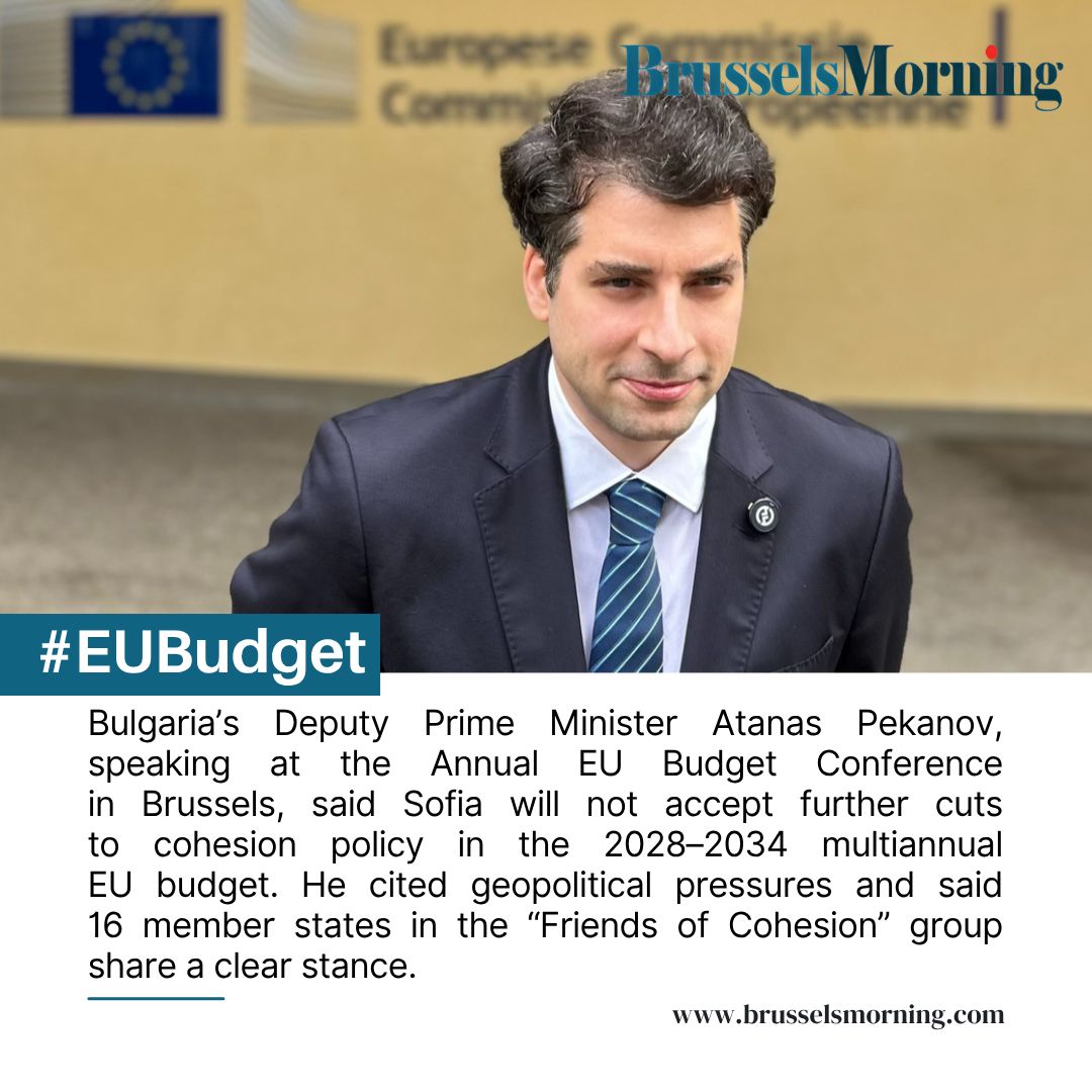BrusselsMorning's tweet photo. Bulgaria vows to block further cohesion cuts at EU budget talks; 16-member “Friends of Cohesion” back the stance.
#BrusselsMorning #EUfunding #Cohesion #Budget2028 #FriendsOfCohesion
Read More: https://t.co/OYhFODGPjK https://t.co/Ndu0tSu9Sp