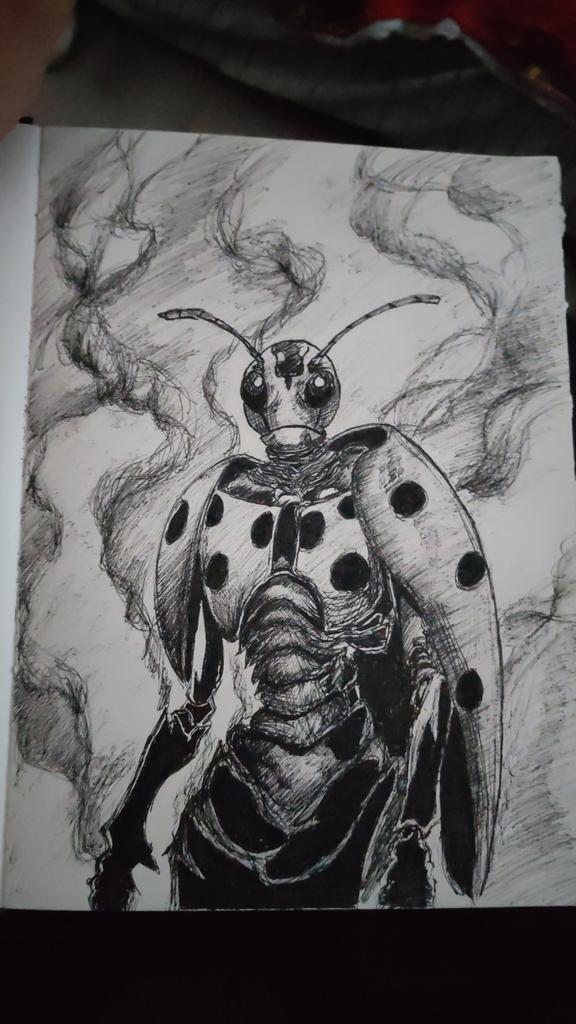 0xbobbert's tweet photo. Weird ladybug humanoid ink 

#inkdrawing #art https://t.co/g5XGWfhtNH