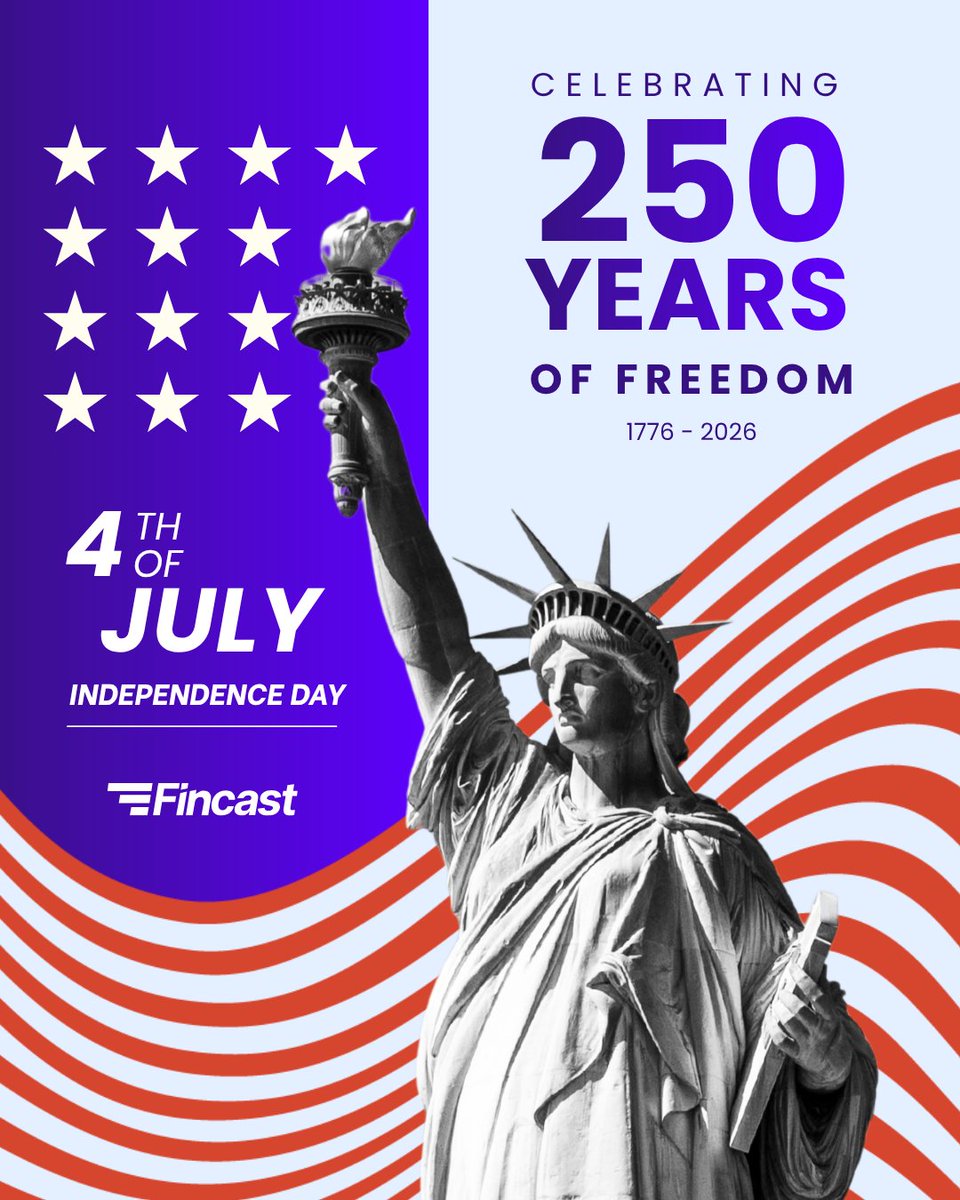 gofincast's tweet photo. As America celebrates 250 years of independence ❤️🤍💙, we're also celebrating:
The freedom to make smarter financial decisions.

Here's to more transparency, more choice, and a brighter future for homebuyers. 
#FourthOfJuly #America250 #FinancialFreedom #HomeBuying #Fincast https://t.co/wbLX0CkdpF