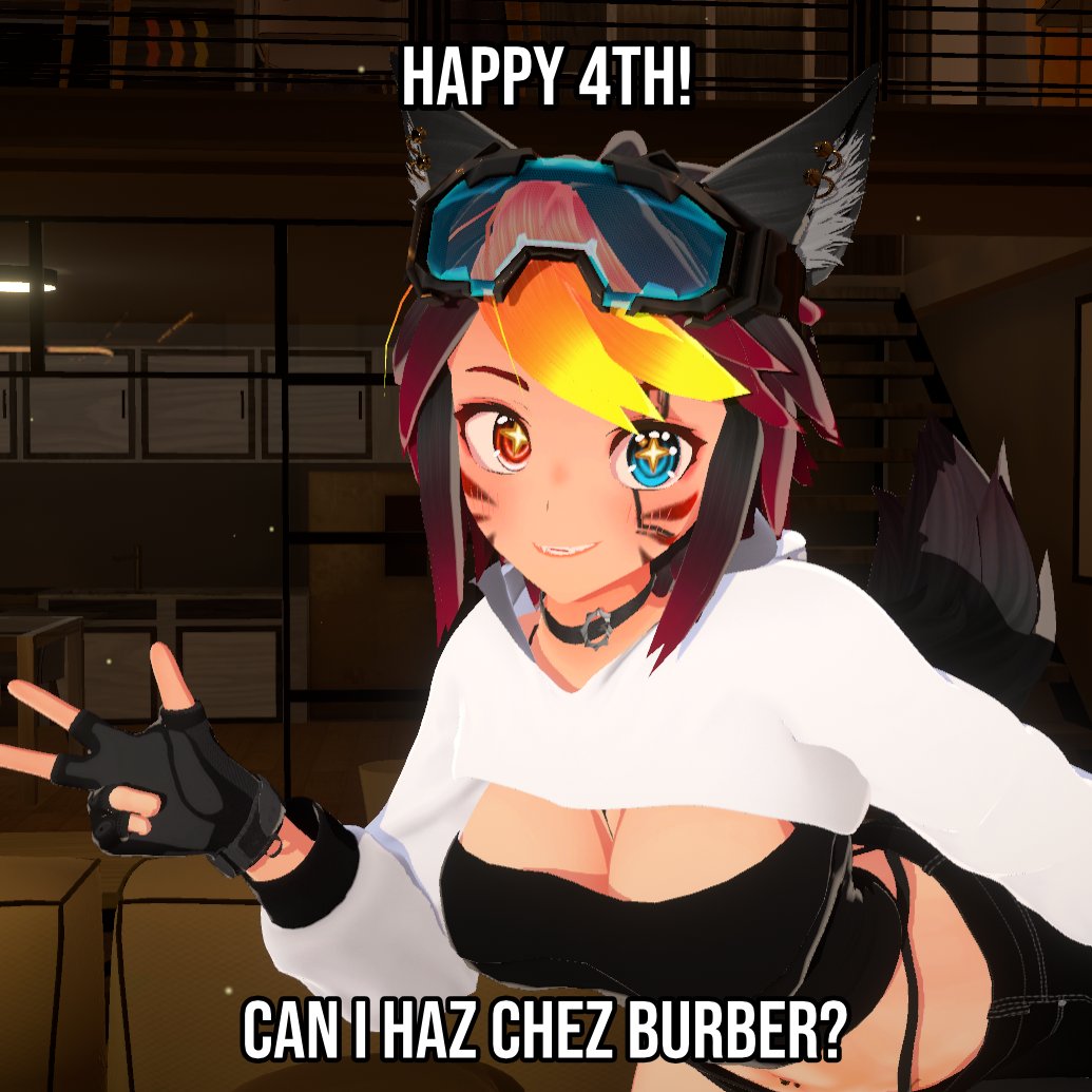 RixaraVT's tweet photo. Happy 4th to those who celebrate it! 

It's a day of sharing right? So I can have the burger? https://t.co/wtifG6ZnvF