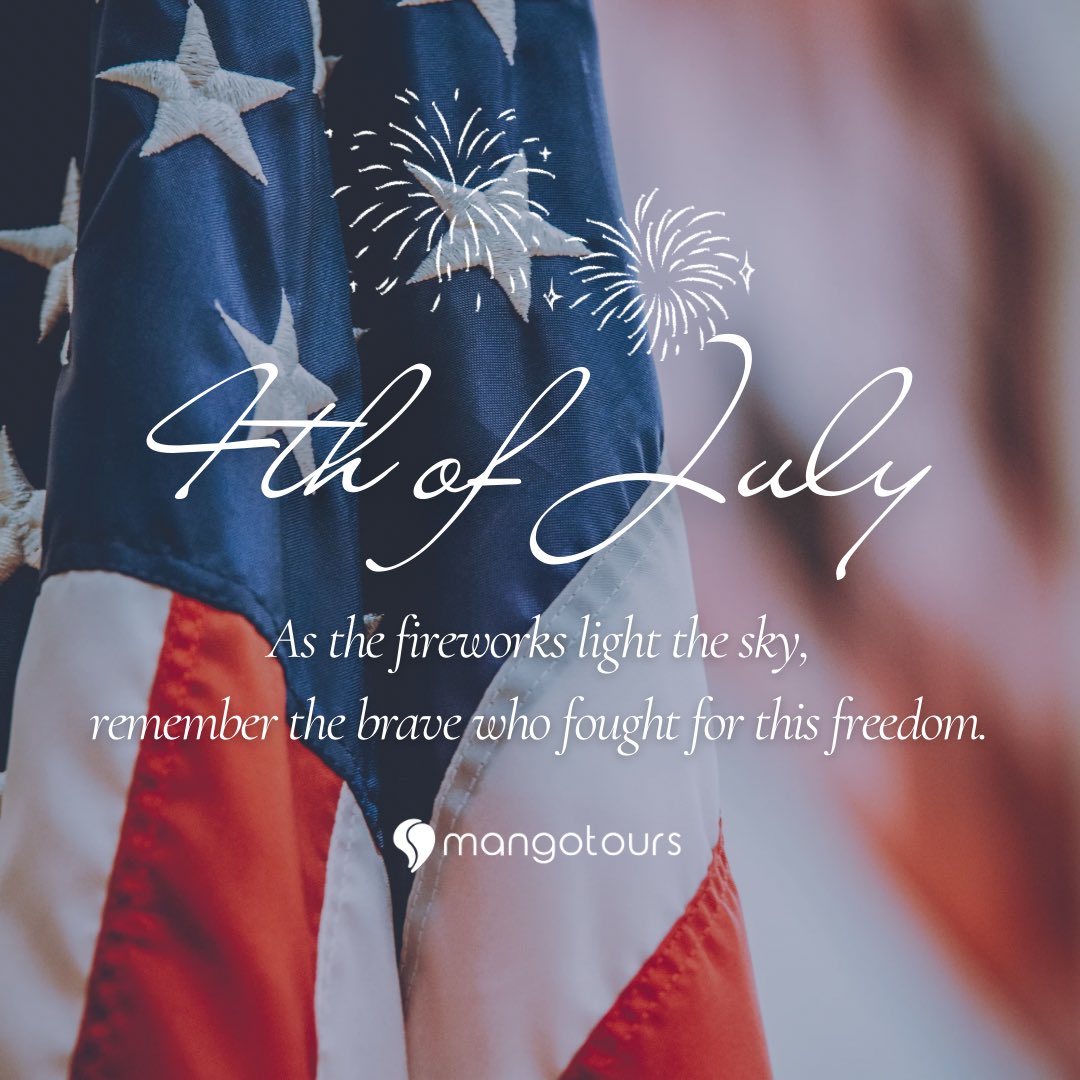 mangotours's tweet photo. Wherever you’re celebrating today, travel safely and dream big. ❤️🤍💙 

Happy 4th of July! https://t.co/TL21YtYfJu