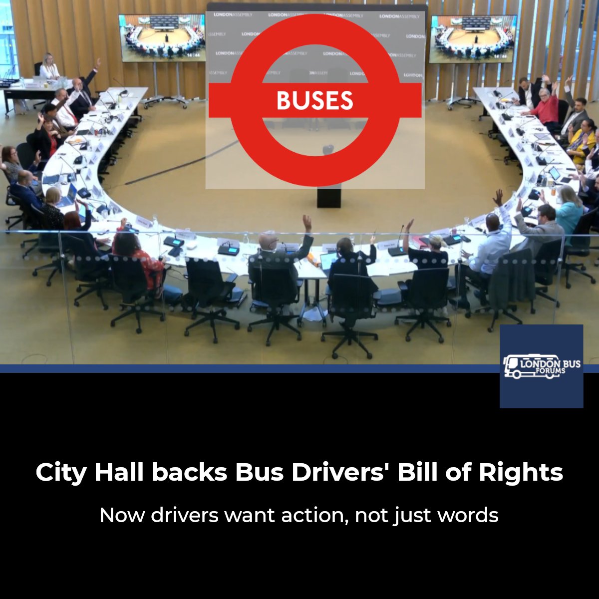 LondonBusForums's tweet photo. City Hall has backed a Bus Drivers’ Bill of Rights after concerns over cab heat, rest breaks and welfare facilities.
The motion has passed, but drivers now want action, not just words.
https://t.co/tu1BIvqMmE
#TfL #BusDrivers #CityHall https://t.co/wy9C6dSVtX