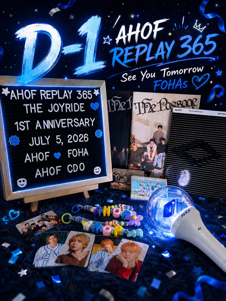 AhofCdo's tweet photo. D-1. 💙✨

The wait is almost over, FOHAs! Tomorrow, we finally hit the road for AHOF REPLAY 365: THE JOYRIDE. 🚗

Get your freebies, lightsticks, and loudest fan chants ready, let's make memories we'll replay forever. 🫶

See you tomorrow, FOHAs! 💎

 #AHOFReplay365 #ahofcdo https://t.co/PAKR0Jl62p