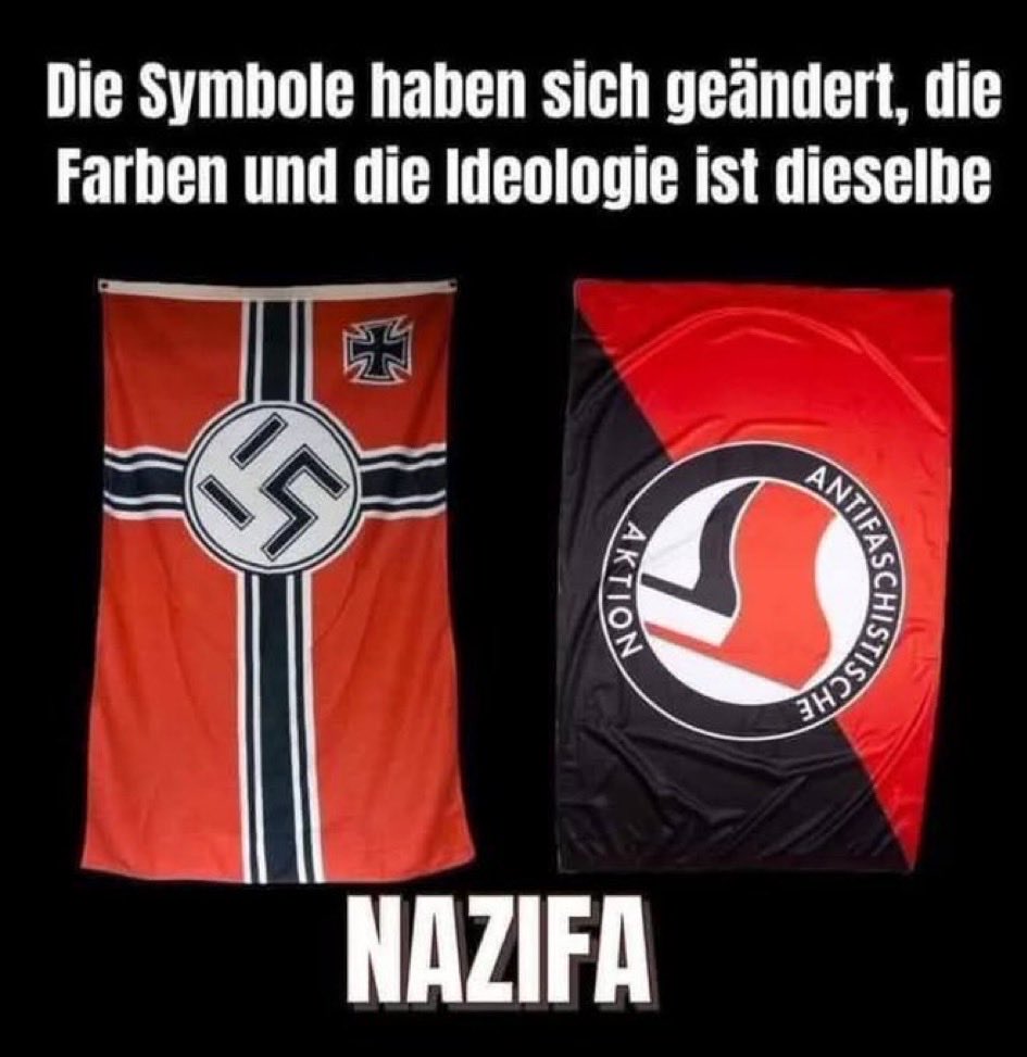 Mirco4jul's tweet photo. @Drmbch32 @Coolnasenbaer Die SA ist wieder da sie nennt sich heute Antifa. https://t.co/dcTjgx1z9z