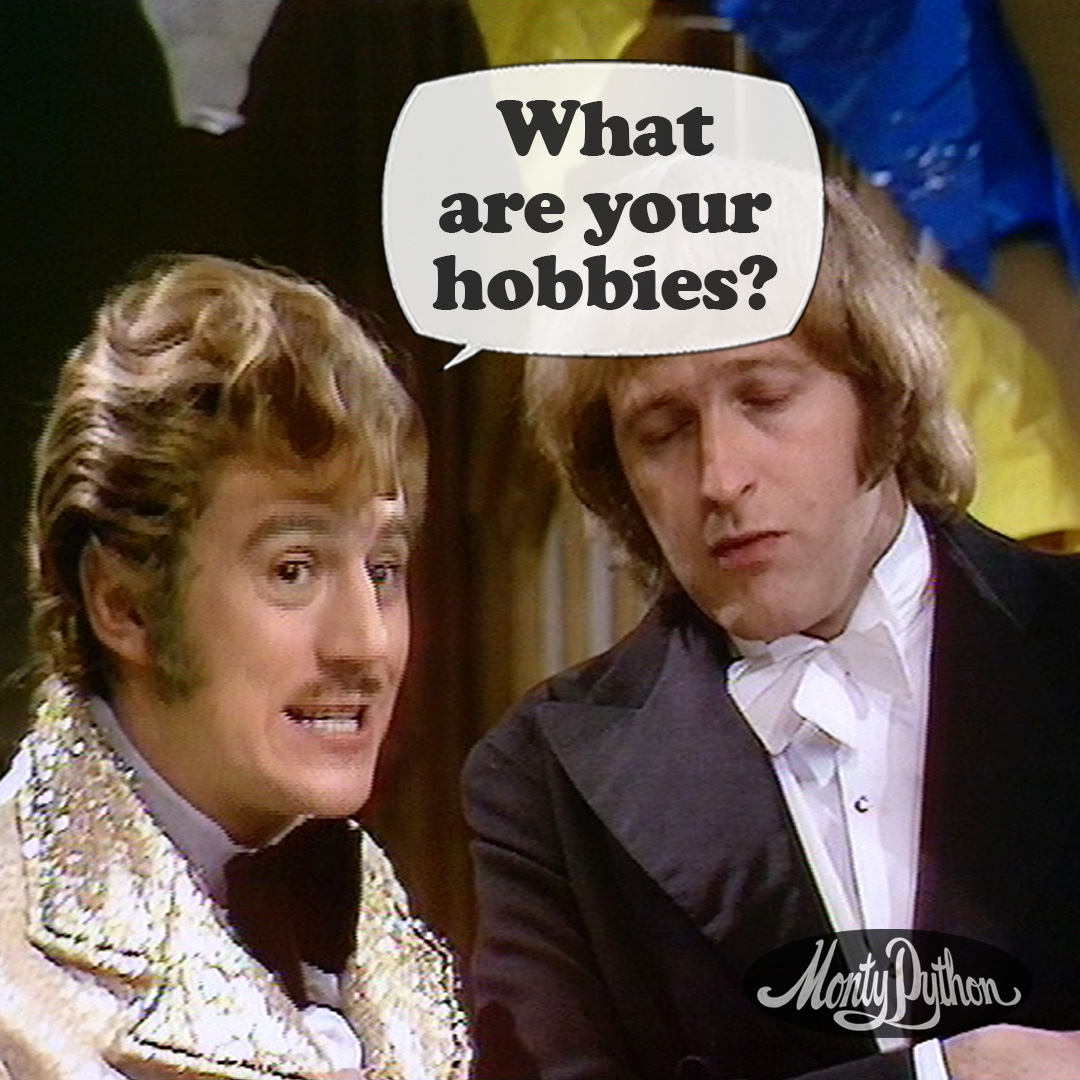 montypython's tweet photo. A) Strangling animals
B) Golf
C) Masturbating
D) All the above

#MontyPython https://t.co/MmAh9ObCjD