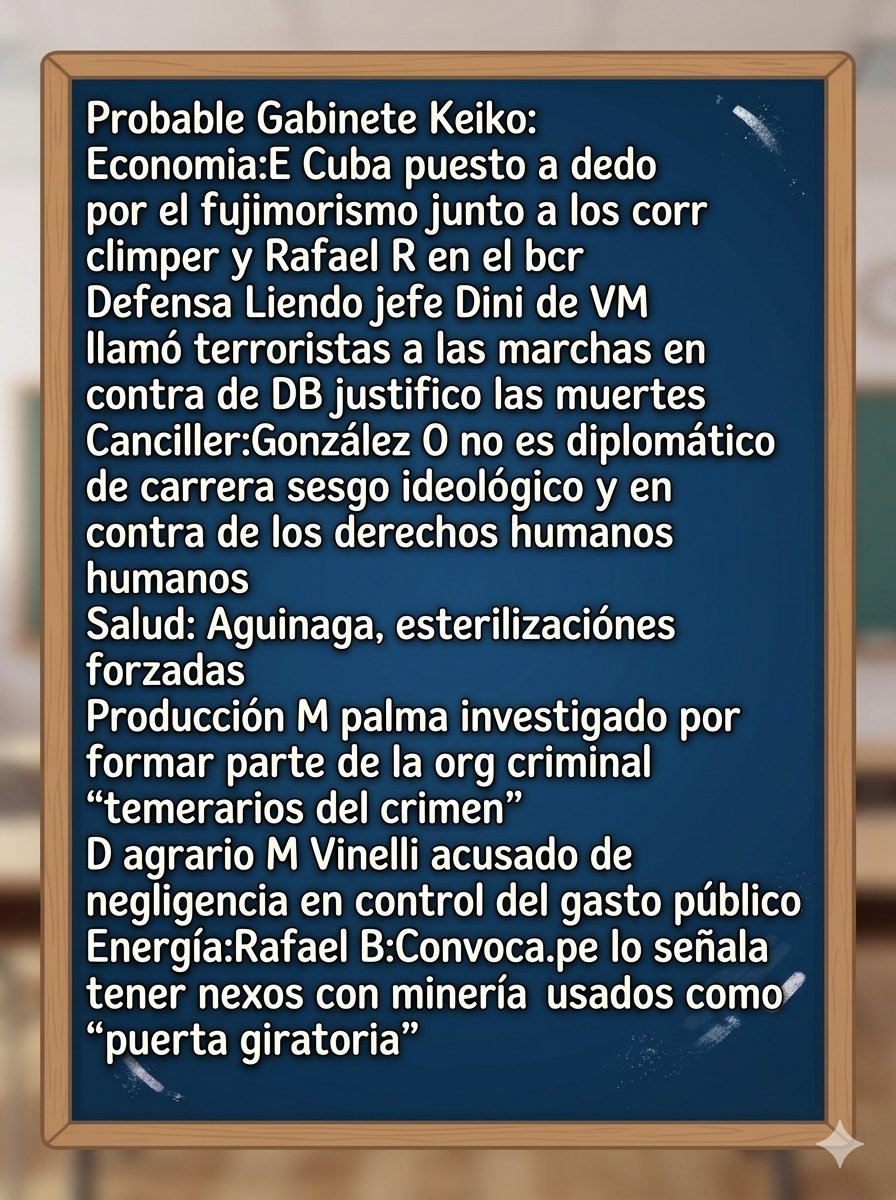 Devildog888831's tweet photo. @exitosape .No cambia KF lo más grave el periodismo se queda callado regala el micrófono cuando debería informar a la población sobre estos nefastos personajes,no hay mejores profesionales probos en el Perú?la historia recordara a esos periodistas como los vendidos que fueron https://t.co/hkO7x034kP