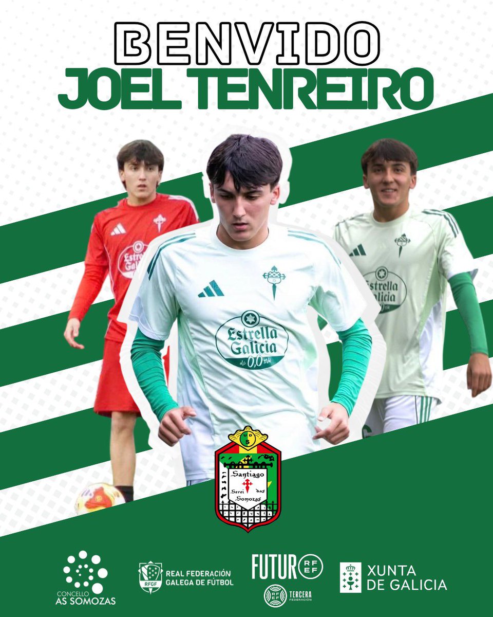 ud_somozas's tweet photo. Nova incorporación: Joel Tenreiro Rodríguez.
A dirección deportiva confirma o acordo con Joel Tenreiro (2007) para a súa incorporación á nosa disciplina.
Medrou futbolisticamente no Racing Club de Ferrol.
Estamos desexando verte dar todo no terreo de xogo. A por todas! https://t.co/rEBvetdvxU