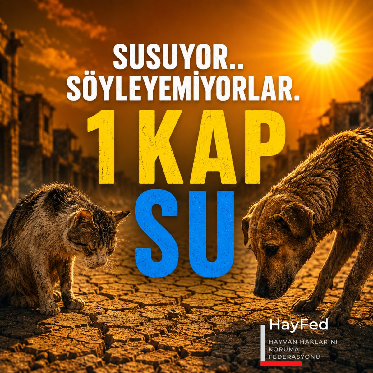 Nihal_K34's tweet photo. KAVURUCU SICAKLARDA sayısız hayvan susuzluktan can veriyor. Her yeri yapılaştırıp YER DEMİR GÖK BAKIR haline dönüştürdük. Hayvanlar bir yudum suya muhtaç... Susuyor... Söyleyemiyorlar.. #1KapSU https://t.co/CcMtBHV9mn