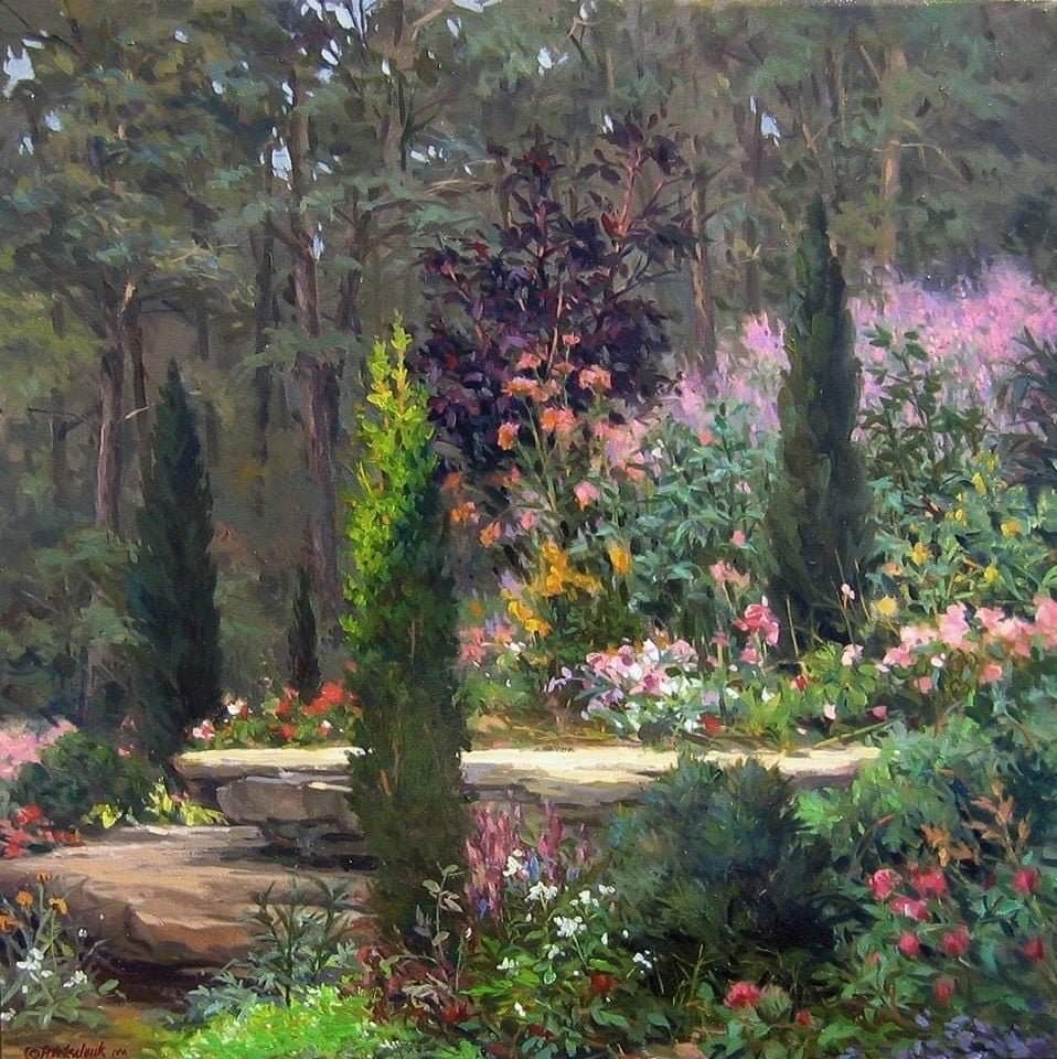 HWarlow's tweet photo. John Pototschnik painter
Although born in St Ives Cornwall he is best known as an American artist 
I like his work , and there is a lot to see, over 50 years worth in fact! 
The first I don’t have a title for  sorry 
The second ‘ A Peaceful World ‘ https://t.co/drgLdpM4cI
